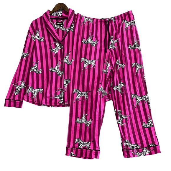 NEW Room Service Women's XL Zebra Print Pink Pajama Set - Picture 7 of 11